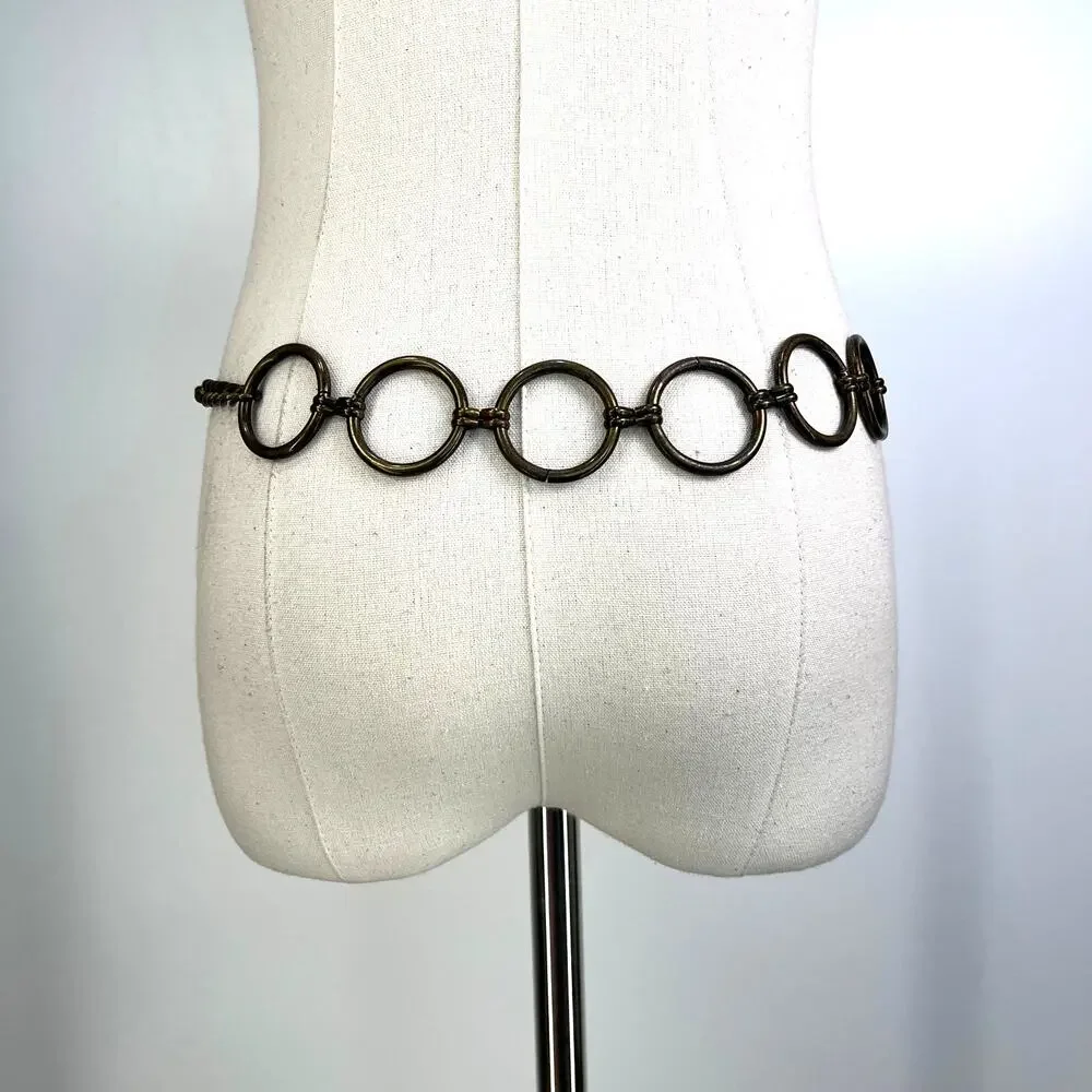 Metal Circle Belt Antique Burnished Gold Finish